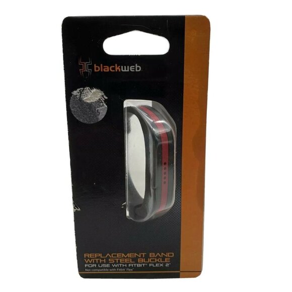 Blackweb‎ Replacement Band for Fitbit Flex 2 - Black, Red Stripe - New - Picture 1 of 9